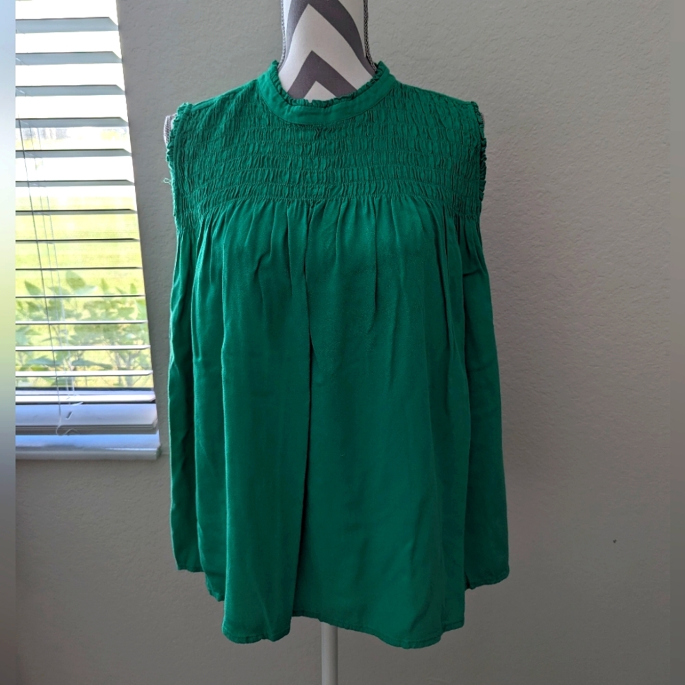 Gorgeous Kelly Green Sleeveless Blouse